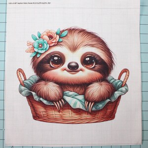 Sloth 100% Cotton Fabric Panel Square Small Sewing Quilting Block M119 ...