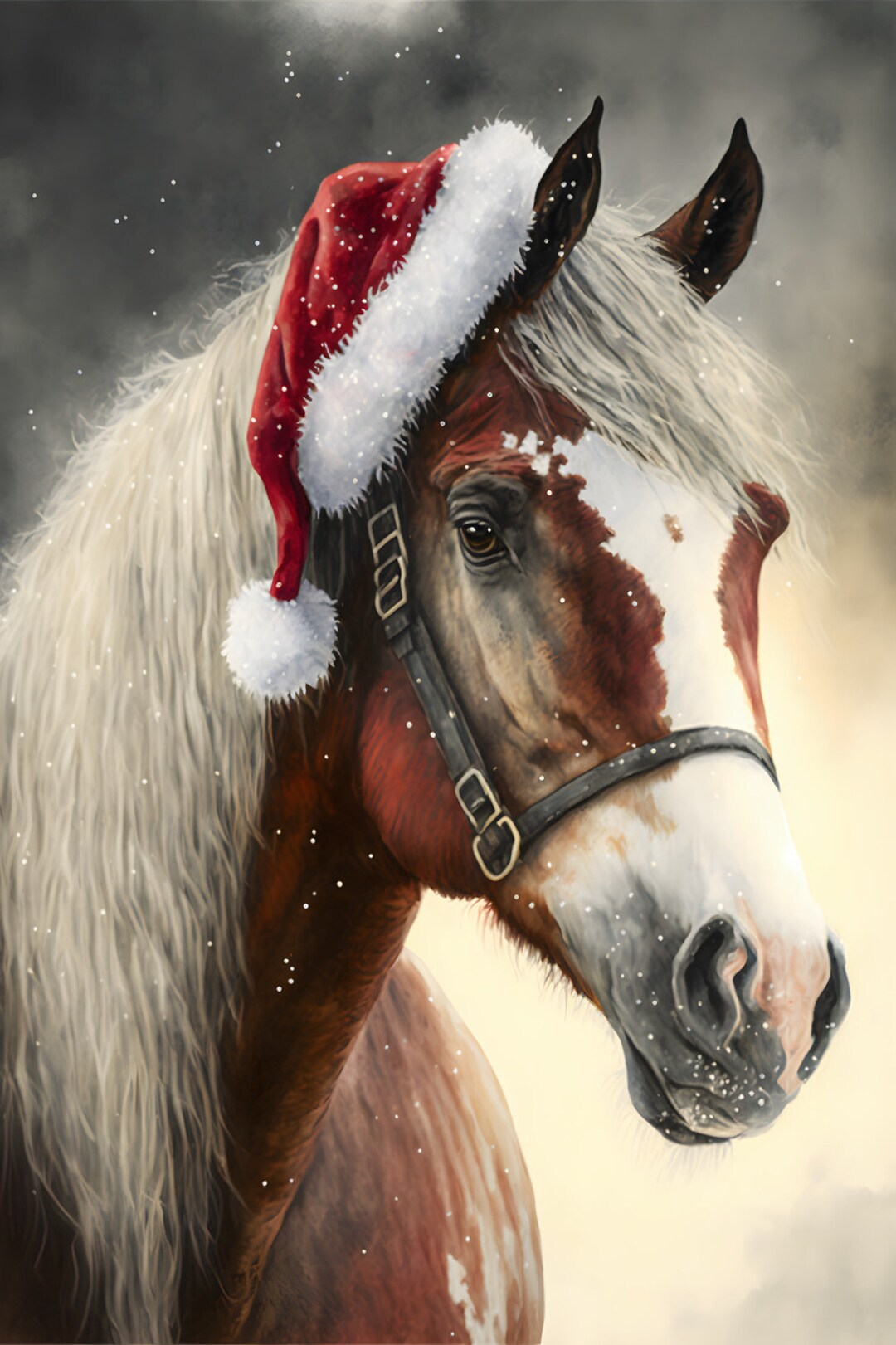 Christmas Horse Wearing Hat 100% Cotton Small Fabric Panel - Etsy