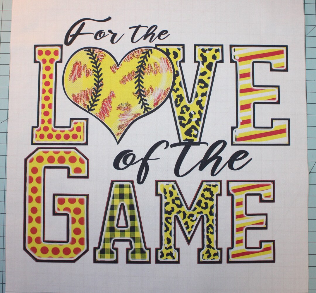 Love of the Game Softball 100 Cotton Fabric Panel Square Small Sewing