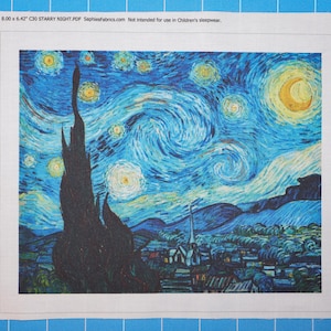 Starry Night With Moon 100% Cotton Fabric Panel | Quilting Sewing Panel C30