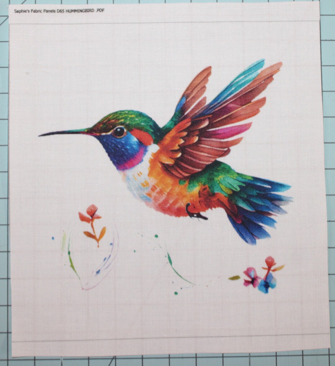 Hummingbird 100% Cotton Fabric Panel Block Small Sewing Quilting Square ...