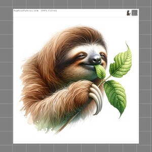 Sloth 100% Cotton Fabric Panel Block | Small Sewing Quilting Square ...