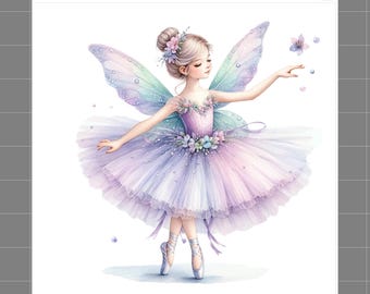 Ballerina Fairy 100% Cotton Fabric Panel Block Quilt Square P2021