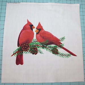 Cardinals 100% Cotton Fabric Panel Square - Small Sewing Quilting Block C251