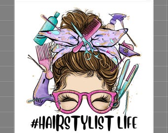 Hair Stylist Life Messy Bun 100% Cotton Fabric Panel Block Quilt Square B47