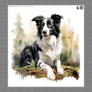 Border Collie 100% Cotton Fabric Panel Block Quilt Square M2263