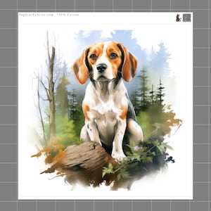 Beagle 100% Cotton Fabric Panel Block Quilt Square M5670