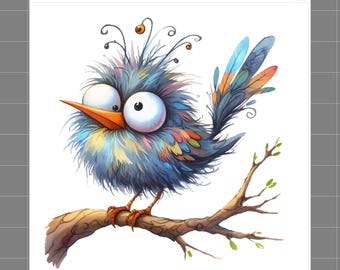 Humor Bird 100% Cotton Fabric Panel Block Quilt Square M417