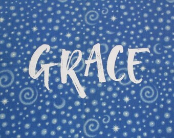 Grace Fabric Quilt Panel Florals Swirls Stars Christian Quilt Square Matthew 18 Girls Name