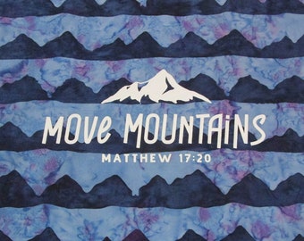 Move Mountains Boys Fabric Quilt Panel: Eagles Pine Trees Matthew 17