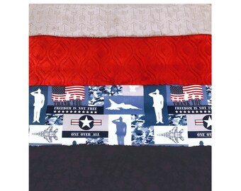 Boys Jet Airplanes Pilot Minky Quilt Strip Set: Patriotic Military Aviator Shannon Fabrics (60x10")