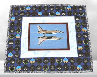 Jet Airplanes Flying Inverted Air Force Thunderbirds Quilted Wall Hanging or Table Topper