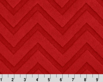 Shannon Fabrics 2 Yard Cut Cuddle Minky Embossed Chevron Red Fabric