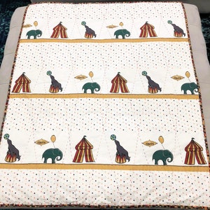 Kids Circus Big Top Tent Elephant Seal Penguin Your Choice 6.5 Fabric Quilt Square Block or Set image 6
