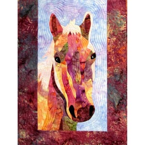 Digitaal quiltpatroon hengst paard. Pdf-download smeltbaar appliqué diepvriezerpapier ~ Stof quiltpaneel of muurhanger 16&quot; x 25&quot;