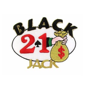 Casino Black Jack 21 Vegas Embroidered Applique Patch Cash Winner Gold Bag