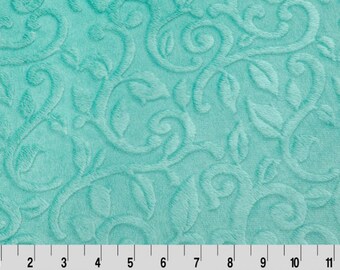 Shannon Fabrics Cuddle Minky Embossed Vine Leaves Marina Green Fabric
