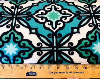Shannon Fabrics 2 Yard Cut Cuddle Minky Fabric: Teal & White Geometric Premier Capri