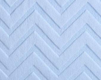 Shannon Fabrics 2 Yard Cut Cuddle Minky Fabric: Sky Blue Embossed Chevron