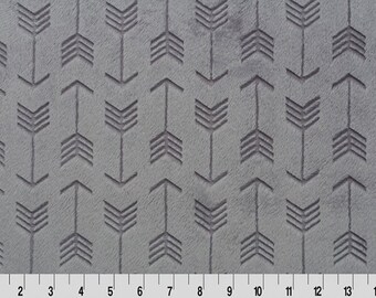 Shannon Fabrics 2 Yard Cut Cuddle Minky Embossed Arrows Graphite Gray Fabric