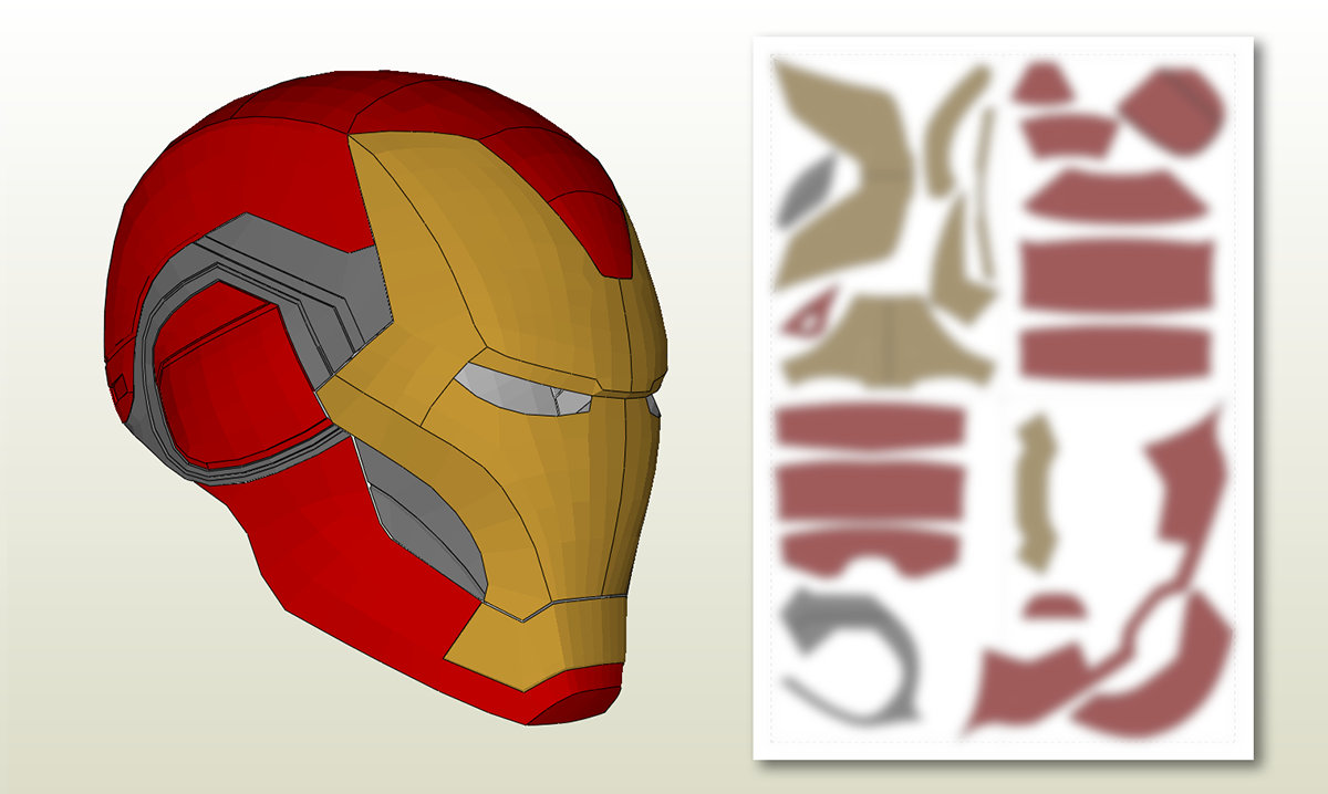 Free Papercraft Template: Iron Man Helmet Template Pepakura