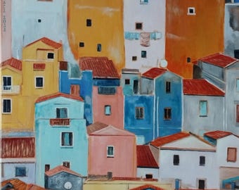 Cerdeña- ¡Pintura al óleo de lujo original de Luke Karcz!
