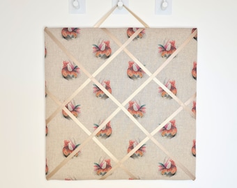 Padded Notice Board, Rooster, Chicken Fabric, Memo Boards, Kitchen Notice Board