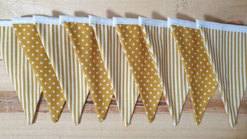 Yellow Bunting , Garlands, Bunting, Nursery Bunting, Bee Bunting, Mustard Yellow Fabric, Nursery Décor, Baby Shower image 3