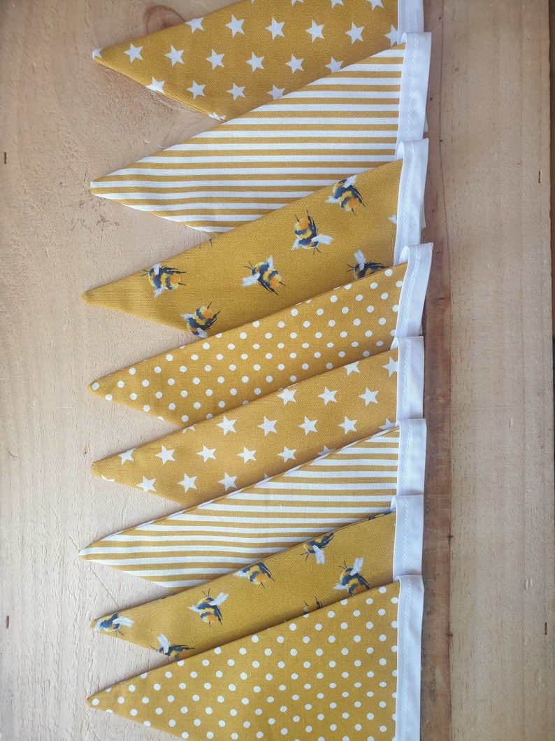 Yellow Bunting , Garlands, Bunting, Nursery Bunting, Bee Bunting, Mustard Yellow Fabric, Nursery Décor, Baby Shower image 2