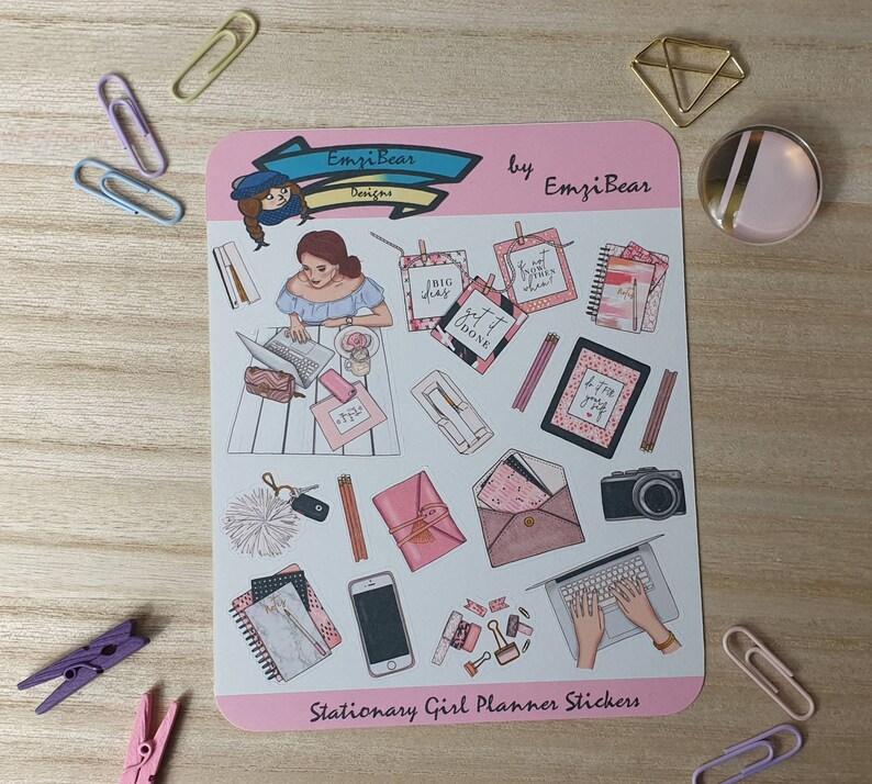 Cute Study Planner Girl Stickers stationary studying Etsy