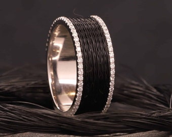 Horse hair ring 585 white gold with brilliants