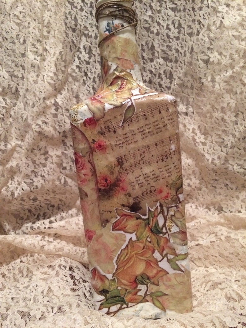 Decoupage bottles made to order Etsy