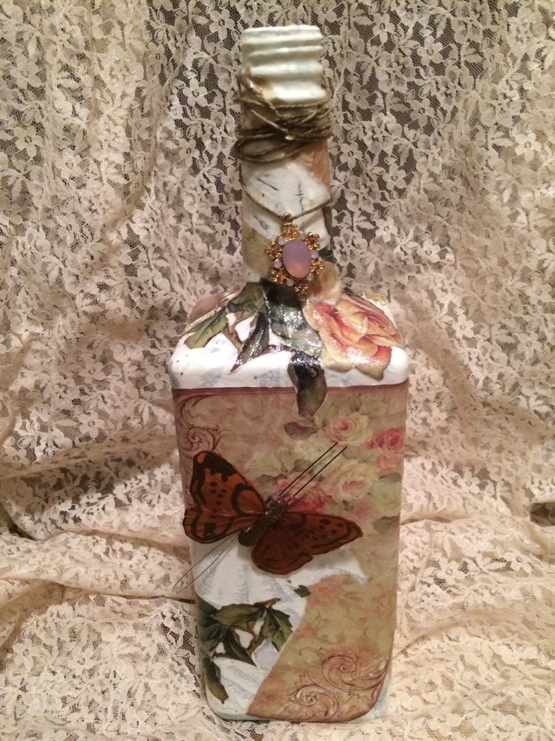 Decoupage bottles made to order Etsy