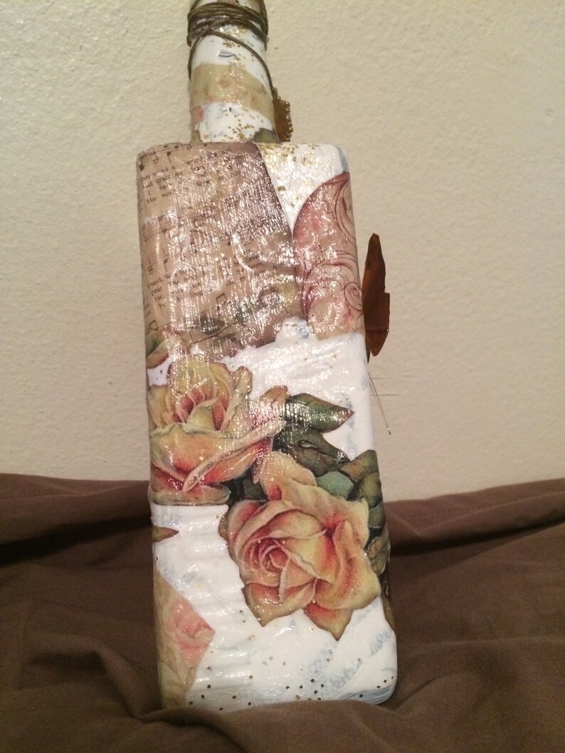 Decoupage bottles made to order Etsy