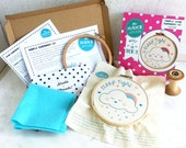 Sleep Tight Diy embroidery kit- craft kit- nursery art- modern needlework- DIY Kit- embroidery hoop art- DIY sewing kit- nursery decoration