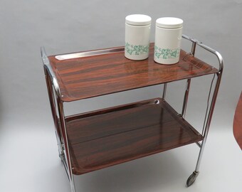 Vintage Foldable Serving Bar Cart - Signed Marked Pressolit - MCM TROLLEY from the 1960s