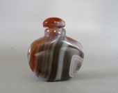 Unique Natural Red banded Agate Snuff bottle - Carnelian Gemstone Reiki Crystal Stone
