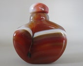 Natural Red banded Agate Snuff bottle - Carnelian Gemstone Reiki Crystal Stone