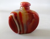 Natural Red banded Agate Snuff bottle - Carnelian Gemstone Reiki Crystal Stone