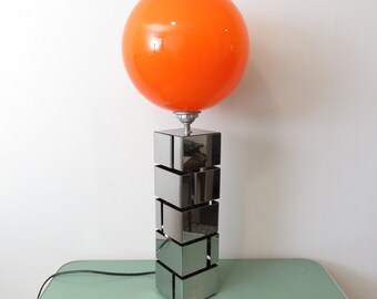 Curtis Jere MCM Skyscraper Table Lamp - Mid Century Modern Design Metal and Glass Table Lamp - USA Vintage Lighting