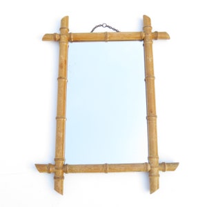 Vintage French Wooden Wood Bamboo Look Wall Hanging Mirror Vintage French Wooden Wood Bamboo Look Wall Hanging Mirror