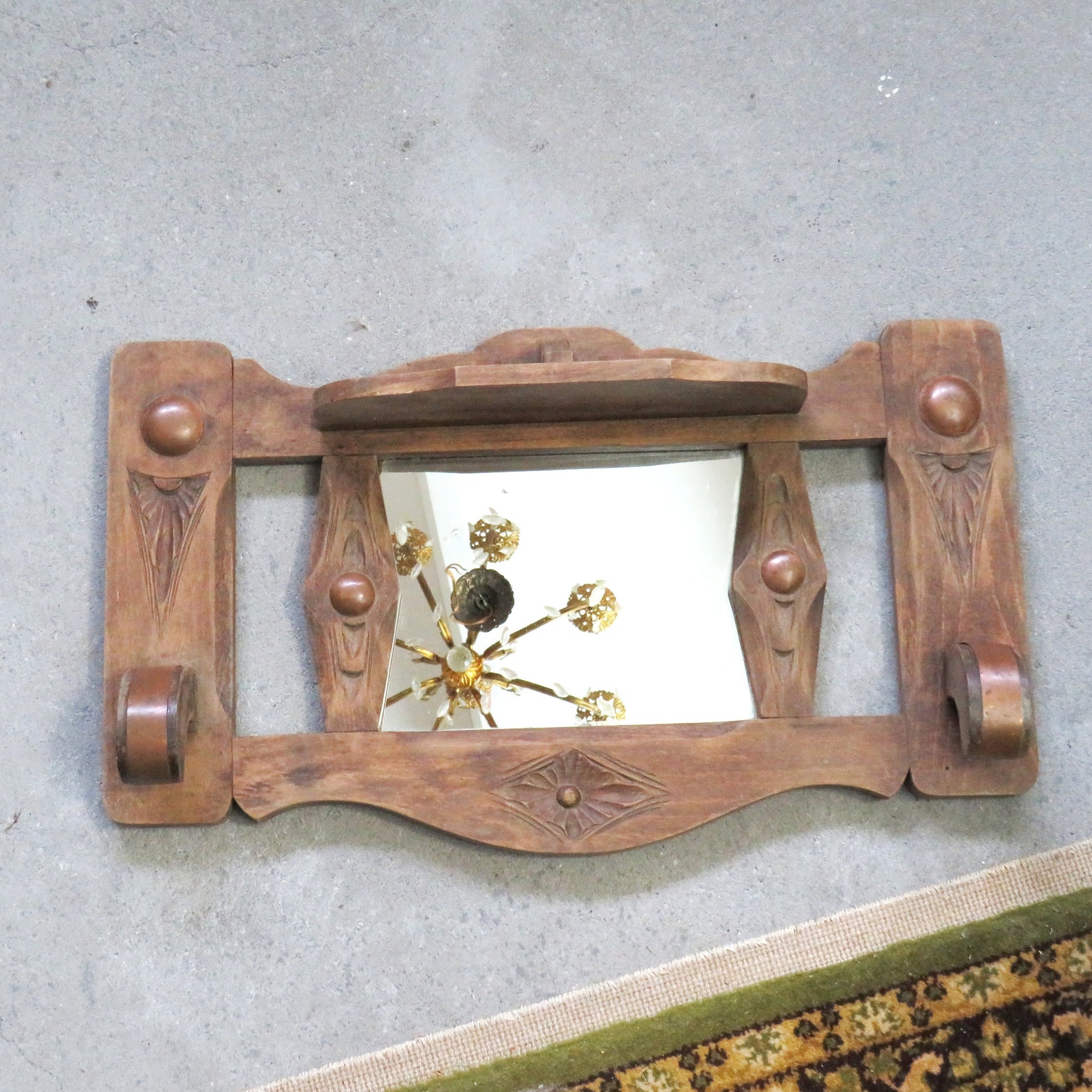Vintage Wooden Wall Mirror With Shelf Midcentury 1950s 1960s - Etsy