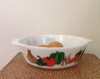 JAJ England UK pyrex bowl - 1960s 1970s White milk opaline glass fruit salad kitchenware - European Vintage