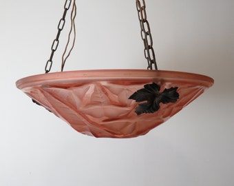 French Art Deco Pink Glass LAMPSHADE for Chandelier in Different Styles - Lampshade ONLY for pendant light - 1930s European Lighting