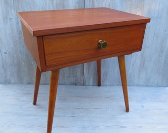 Midcentury Danish Teak Vintage Side Table with Drawer - Bedside Table  , Night Stand, 1960s Scandinavian Design