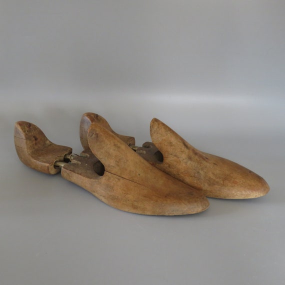 Pair wooden shoe stretchers vintage oak wood mold form for | Etsy