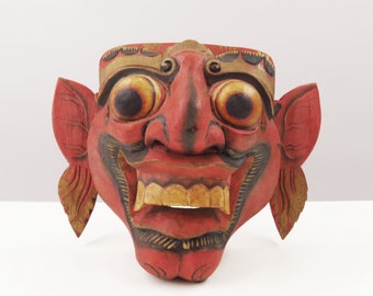 Vintage Balinese BARONG Monkey Mask - Indonesian Carved Wooden Mask - hand made wood carving from Bali Indonesia