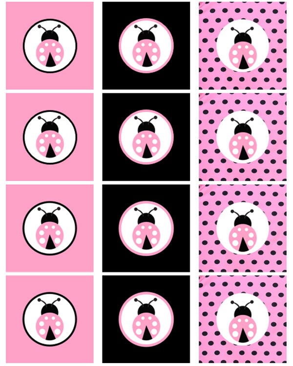 Pink Ladybug Cupcake Toppers
