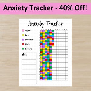 PRINTABLE Anxiety Tracker, Anxiety Journal, Journal Page, Anxiety Log, Habit Tracker, Track Anxiety Worksheet, Printable Planner Page
