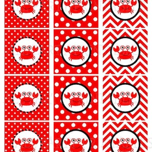 Crab Cupcake Toppers, PRINTABLE Digital File
